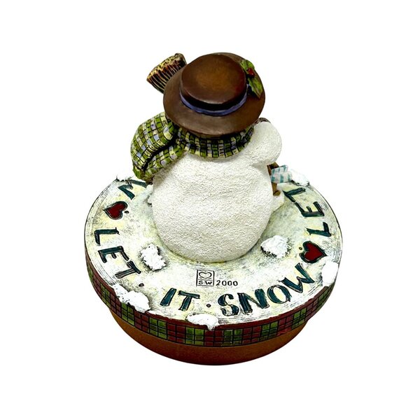 Vintage Lang Candle Topper from 2000 - Snowman - Let It Snow - In Gift Box - Picture 2 of 10